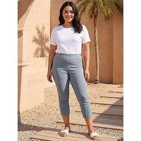 Roman Curve Cropped Stretch Trouser - Khaki