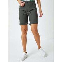 Roman Elastic Waist Turn Up Stretch Shorts - Forest