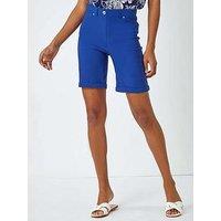 Roman Elastic Waist Turn Up Stretch Shorts - Midnight Blue