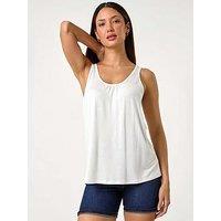 Roman V-Neck Stretch Jersey Vest Top - Ivory