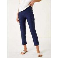 Roman Turn Up Stretch Cargo Trousers - Navy