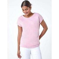 Roman Plain Stretch Cotton Jersey T-Shirt - Light Pink