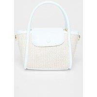 Quiz White Woven Top Handle Bag
