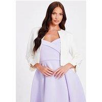 Quiz Cream Bow Sleeve Cropped Blazer