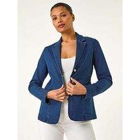 Roman Denim Collar Stretch Blazer - Indigo