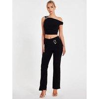 Quiz Black Buckle Detail Trousers