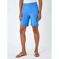 Roman Elastic Waist Turn Up Stretch Shorts - Light Denim