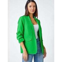 Roman Ruched 3/4 Sleeve Stretch Blazer - Green