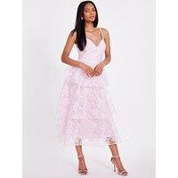 Quiz Pink Chiffon Floral Midaxi Dress