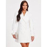Quiz White Bow Sleeve Blazer Dress