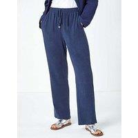 Roman Petite Linen Mix Trousers - Navy