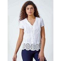 Roman Cotton Embroidered Crinkle Blouse - White