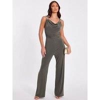 Quiz Khaki Buckle Detail Jumpsuit