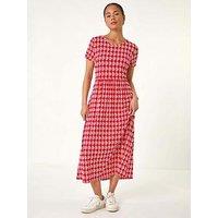 Roman Petite Geometric Spot Pocket Midi Dress - Red