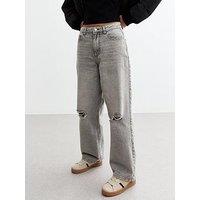 New Look 915 Ripped Wide Leg Jeans - Grey