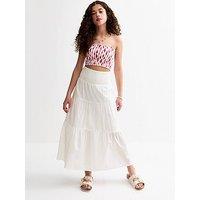 New Look 915 Tiered Maxi Skirt - White