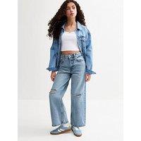 New Look 915 Ripped Super Wide Leg Bambi Jeans - Blue