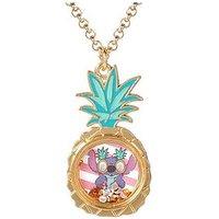 Disney Stitch Floating Crystals In Pineapple Pendant Necklace