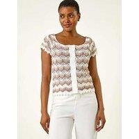 Roman Wave Crochet Buttoned Top - Ivory