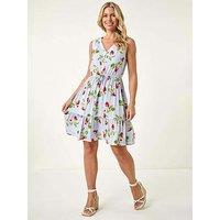 Roman Petite Strawberry Tie Waist Dress - Blue