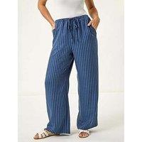 Roman Petite Stripe Pull On Stretch Trouser - Blue
