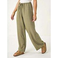 Roman Petite Stripe Pull On Stretch Trouser - Khaki