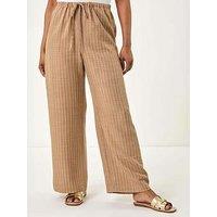 Roman Petite Stripe Pull On Stretch Trouser - Stone
