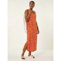 Roman Lemon Print Maxi Dress - Orange
