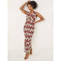 Roman Petite Abstract Twist Front Maxi Dress - Rust