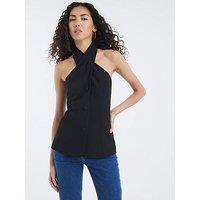 River Island Halterneck Waistcoat - Black