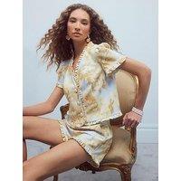 River Island Floral Frill Tailored Top - Blue