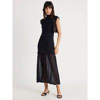 River Island Drop Waist Hybrid Midi Dress - Black