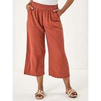 Roman Petite Linen Mix Cropped Trouser - Rust