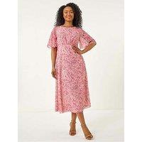 Roman Petite Paisley Tea Midi Dress - Pink