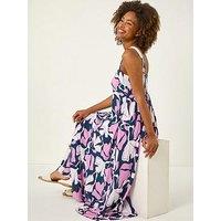 Roman Floral Strappy Maxi Dress - Navy