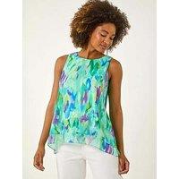 Roman Blurred Double Layered Vest Top - Green