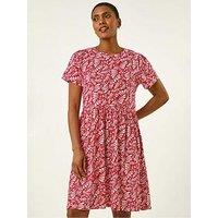 Roman Abstract Print Jersey Dress - Red