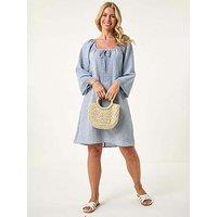 Roman Petite Lace Trim Dress - Blue