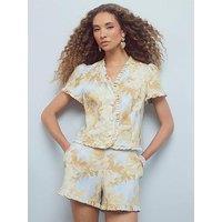 River Island Floral Frill Tailored Shorts - Blue