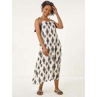 Roman Petite Aztec Print Midi Dress - Ivory
