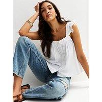 New Look Frilly Sleeve Button Up Top - White