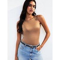 New Look Brown Slinky Jersey Low Back Bodysuit