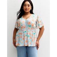 New Look Curves Floral Print Top - Multi
