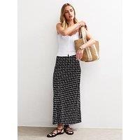 New Look Spot Print Bias Cut Midi Skirt - Black