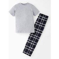 The Very Collection Boys Short Sleeve Tshirt And Check Woven Bottom Pyjama Set
