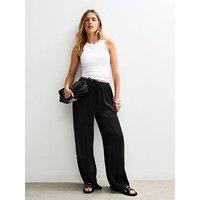 New Look Shimmer Satin Wide Leg Trousers - Black