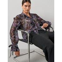 The Very Collection Paisley Print Ruffle Co-Ord Blouse - Purple