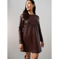The Very Collection Cut Out Detail Mini Shift Dress - Brown