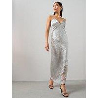 The Very Collection Lace Detail Satin Cami Dress - Silver