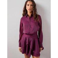The Very Collection Ruffle Hem Shirt Dress - Purple